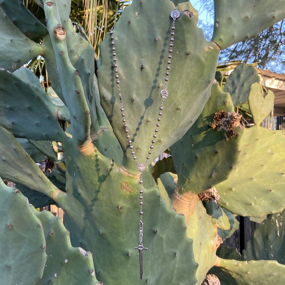 Pamela Love Dagger Rosary Necklace Silver